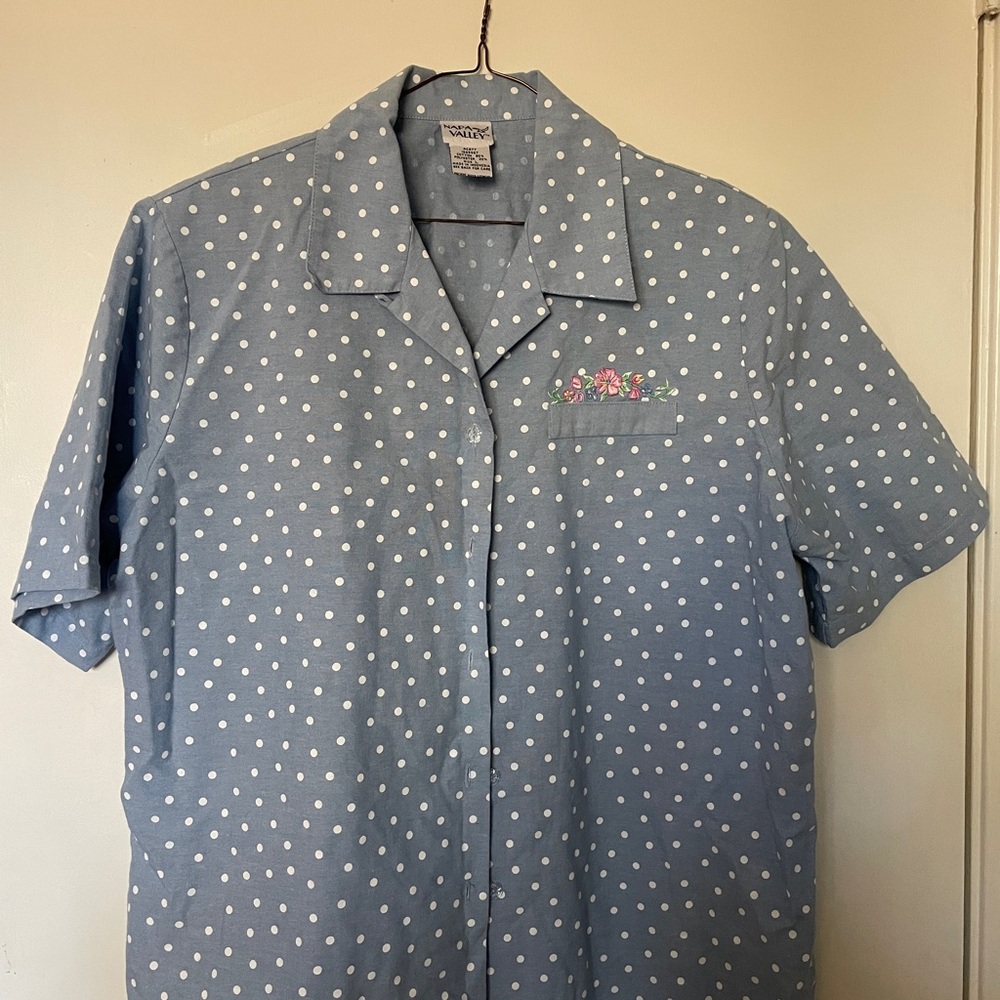 Classic Blue Polka Dot Women's Shirt